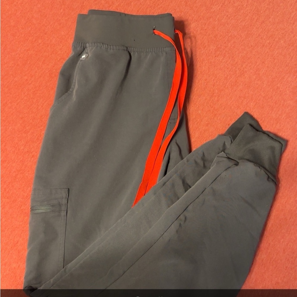 Men's Gray Jogger Pants with Red Accents